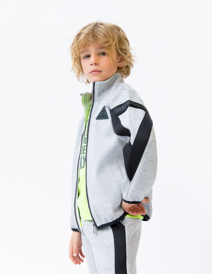 Graue Jungensweatjacke mit Details und Reflektoren-6