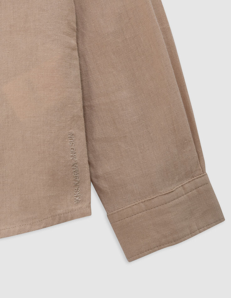 Chemise beige mix coton et lin garçon-5