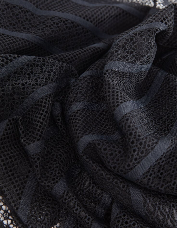 Schwarzes Midi-Damenspitzenkleid-7