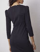 Vestido negro escote cuadrado mangas 3/4 mujer-3