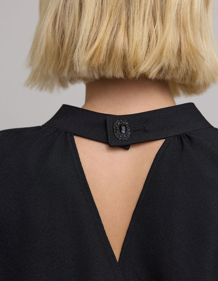 Women's black button-and-jewel star jumpsuit-5 Women's black button-and-jewel star jumpsuit-5