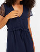 Vestido azul marino con mangas y espalda encaje I.Code-5