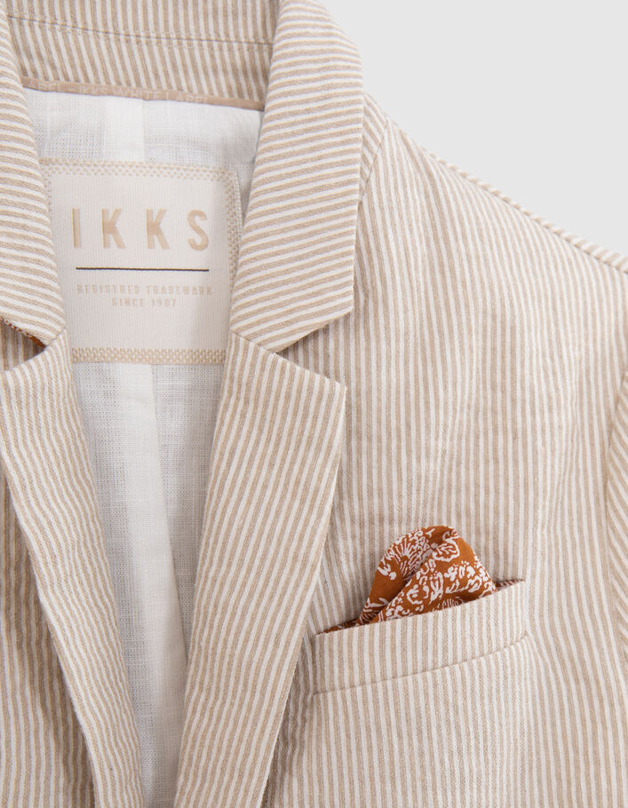 Veste de costume cérémonie beige rayée garçon