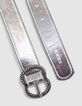 Silver metallic studded belt for girl-3