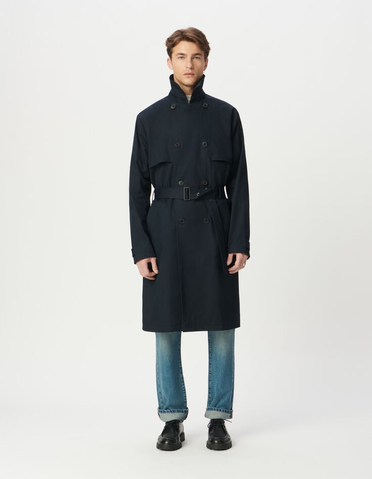 Marine lange trenchcoat riem Heren-8 Marine lange trenchcoat riem Heren-8
