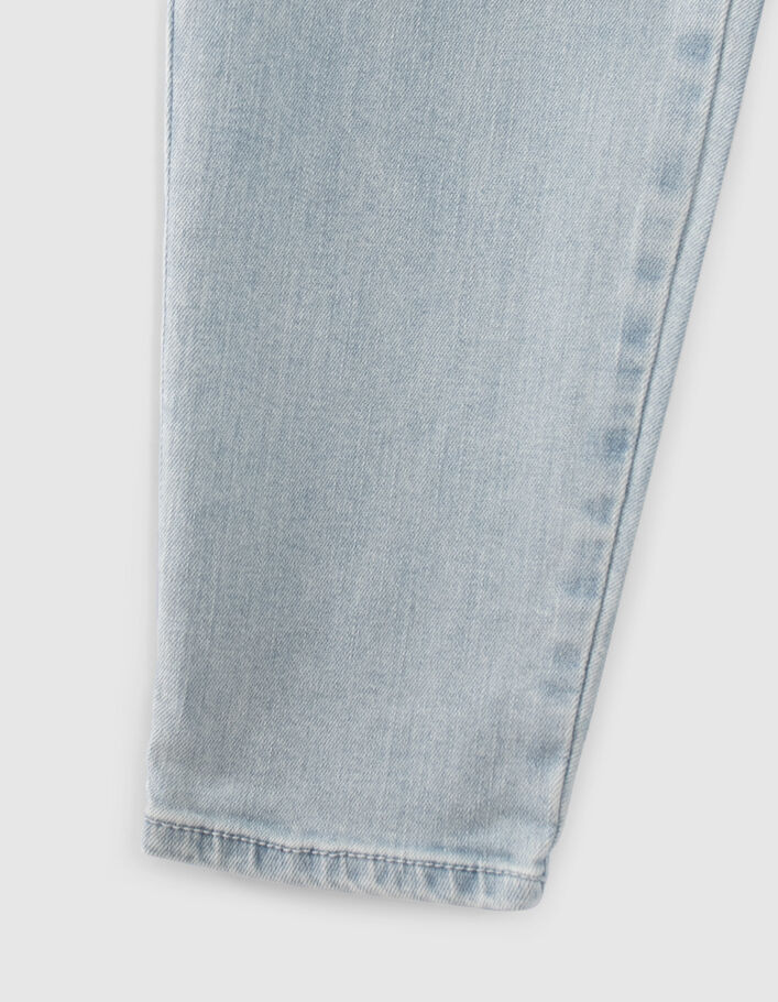 Girls’ blue organic cotton elasticated paperbag jeans - IKKS