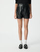 Short noir cuir à revers Femme-2