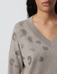 Sesame knit sweater leopard pattern micro studs Women-4