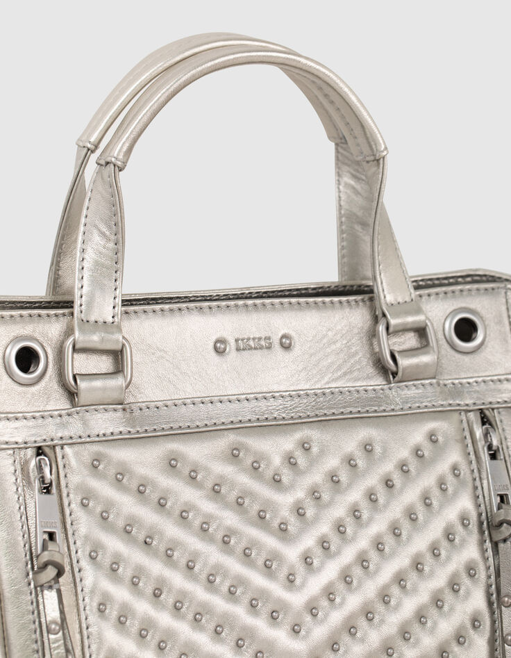 Shopper 1440 Medium silver leer Dames-4