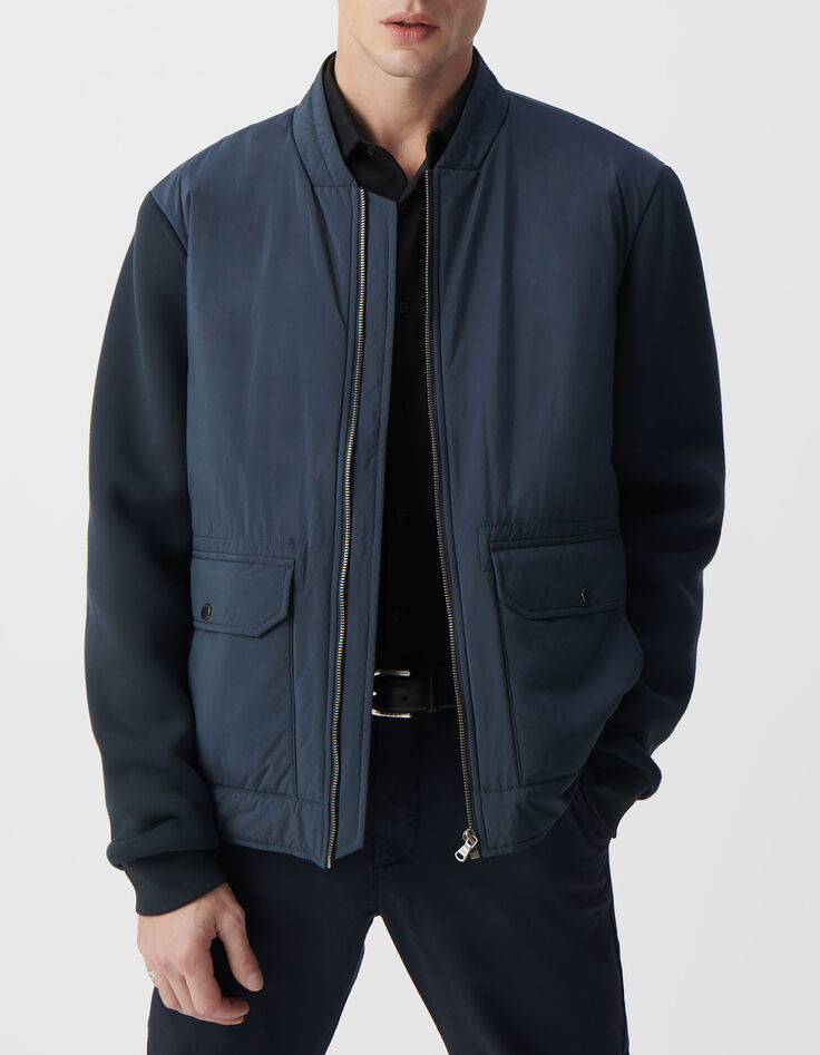 Herrensteppjacke, tintenfarben, Nylon, Materialmix-2