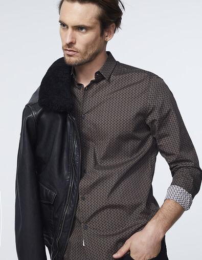 Camisa SLIM dark caqui estampado tigres all over Hombre - IKKS