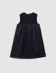 Girls’ black satin dress with smocked panel-2