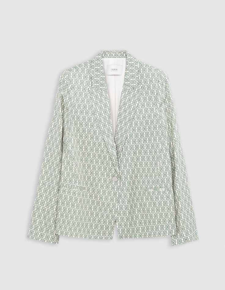 Veste de costume verte imprim&eacute; ethnique Femme-3