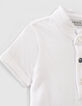 Polo blanco con cuello camisa rayas algodón bio bebé niño -4