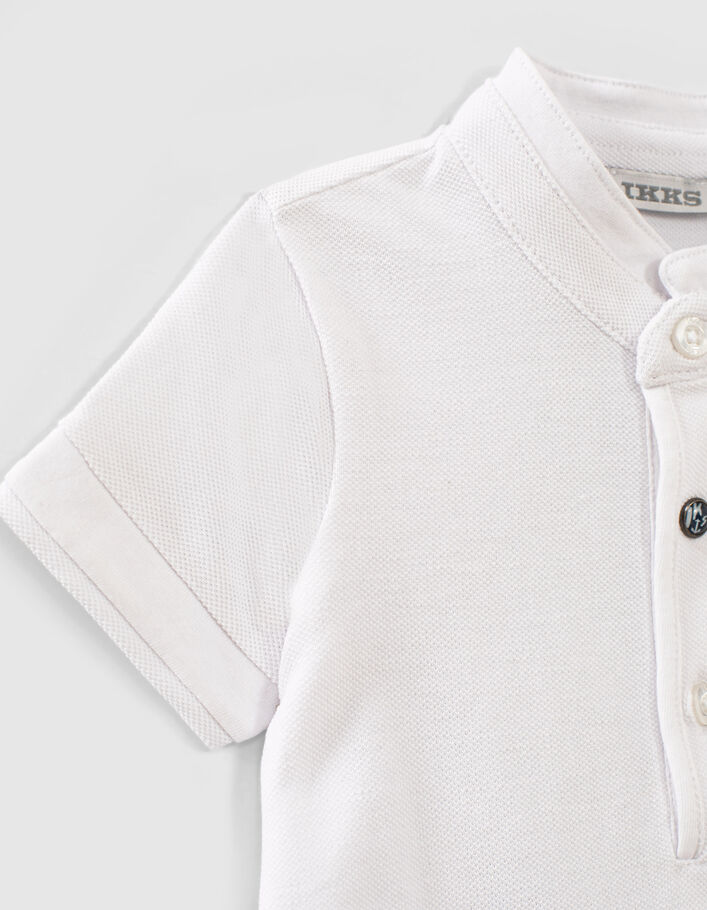 Baby boys’ white organic cotton polo shirt+striped collar  - IKKS