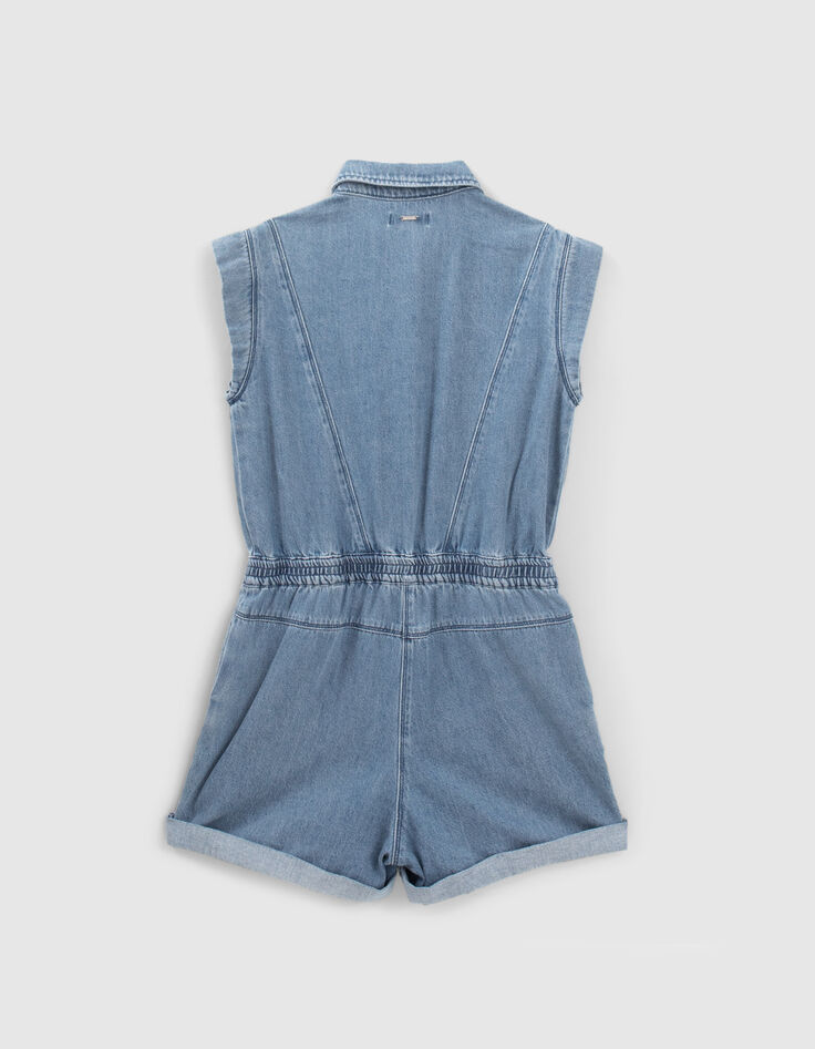 M&auml;dchenkurzoverall aus blauem Jeansstoff-2
