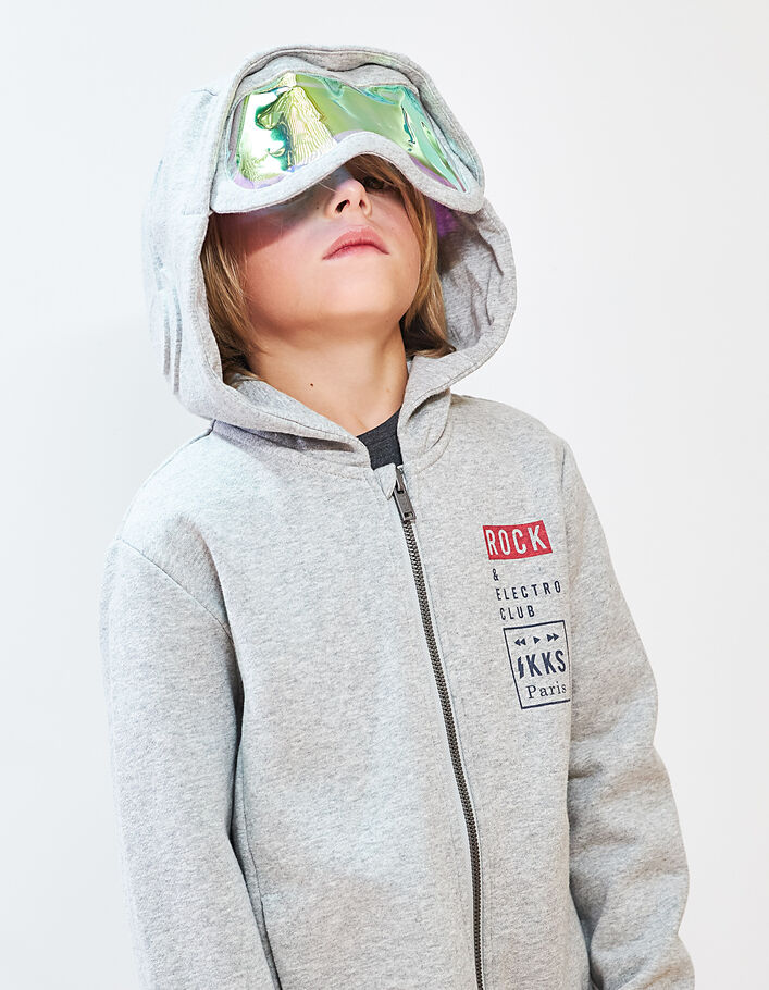 Boys’ grey hooded cardigan + embossed helmet and goggles - IKKS