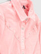 Mittelrosa Mädchenkurzoverall aus Velours mit Nieten-6