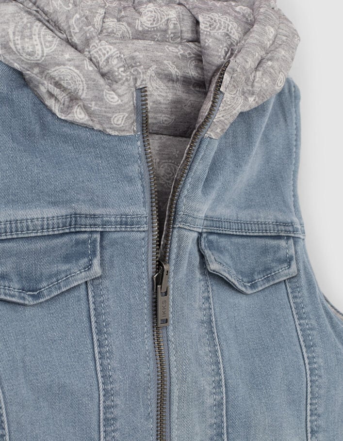 Boys’ blue denim/grey reversible sleeveless padded jacket - IKKS