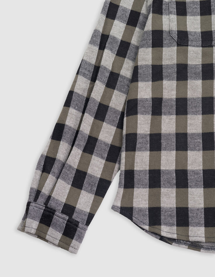 Chemise noire maille à carreaux capuche amovible garçon-7