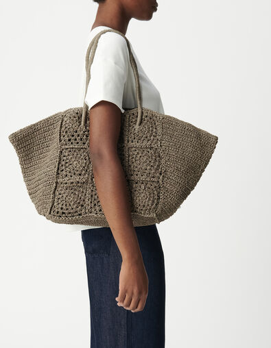 Panier kaki tressage façon raphia - IKKS