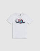 T-shirt blanc bio badge HOT WHEELS x IKKS garçon-1