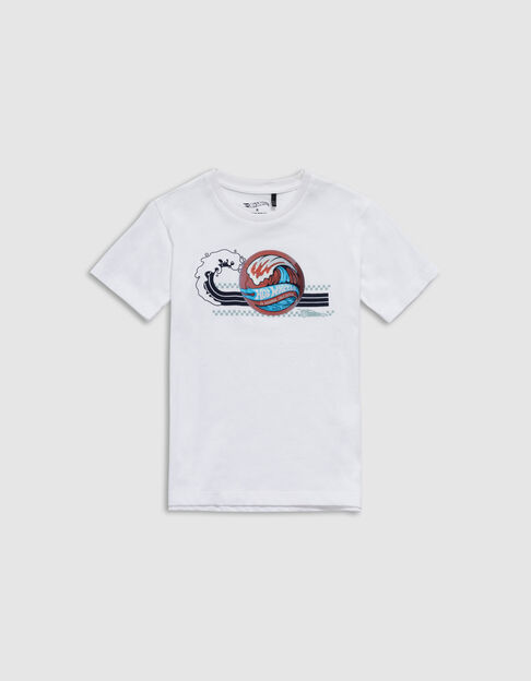 White organic badge T-shirt HOT WHEELS x IKKS boy - IKKS