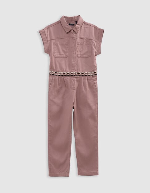 Lange roze jumpsuit geborduurd meisjes - IKKS