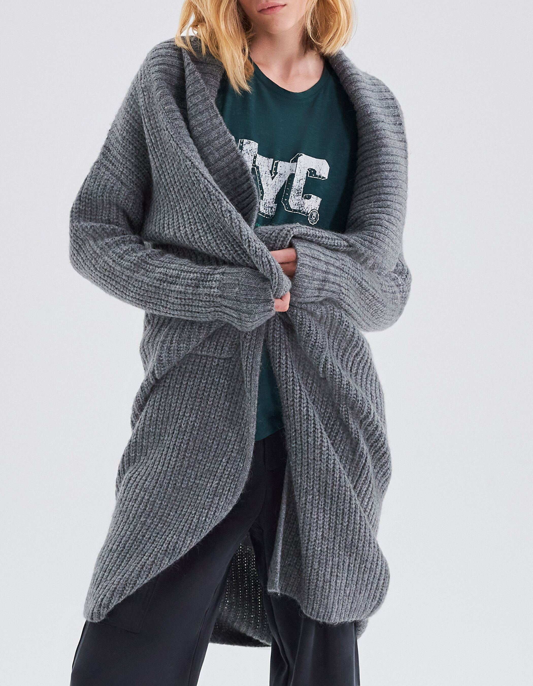 Oversized grey 2025 knit cardigan