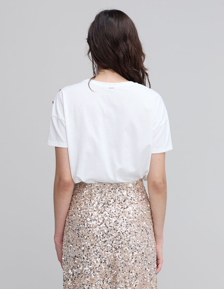 White women's t-shirt with jewel on the shoulder-5