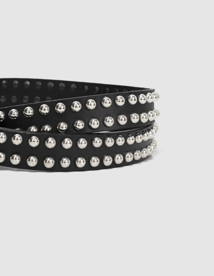 Women’s black all-over studded leather jeans belt-3 Women’s black all-over studded leather jeans belt-3