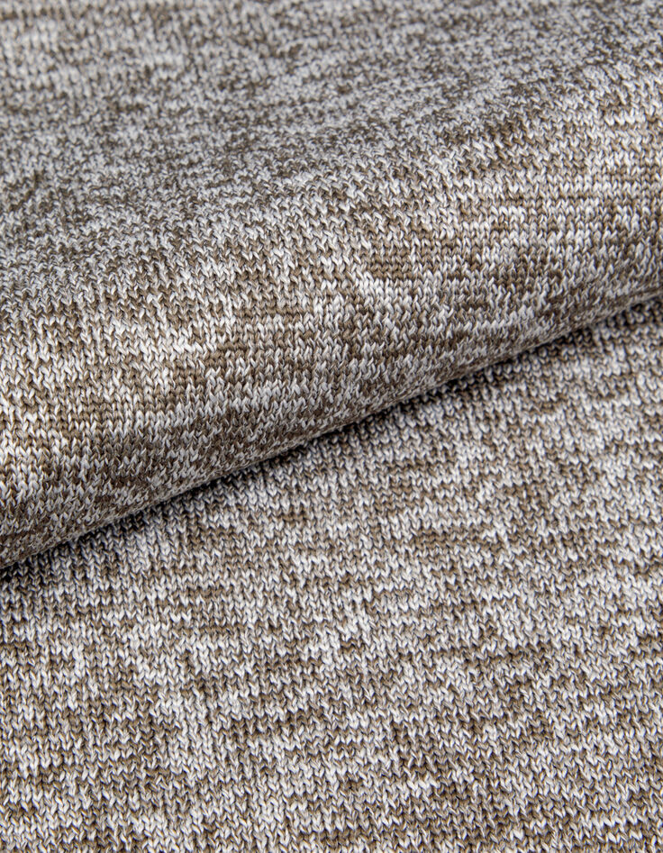 Pull manches longues kaki tricot moulin&eacute; Homme-8