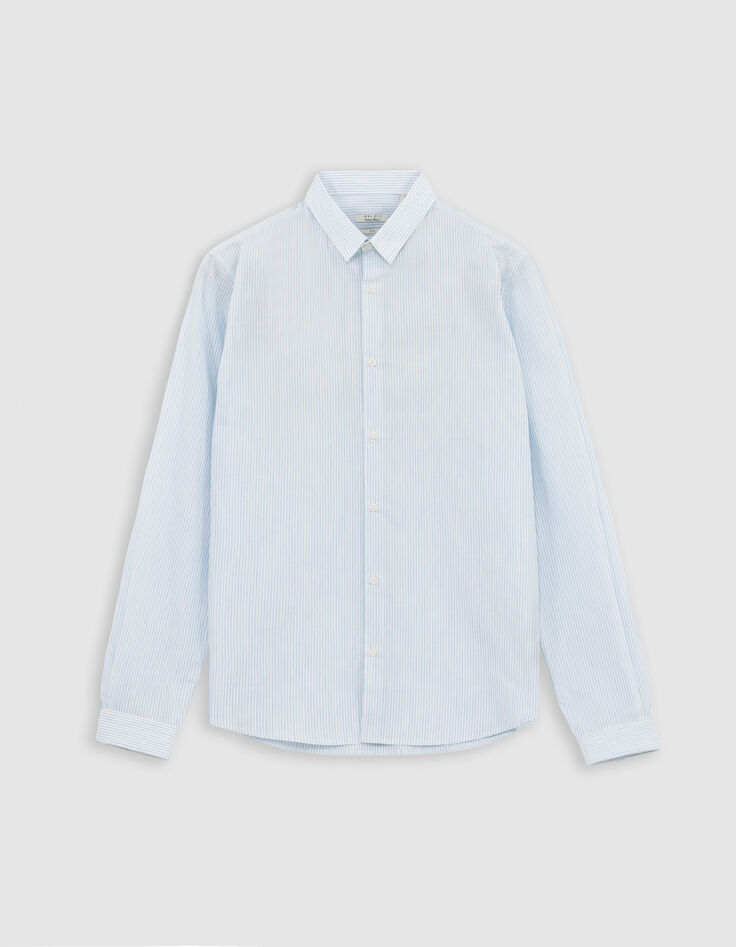 Men&rsquo;s sky SLIM shirt with watercolour stripes-5