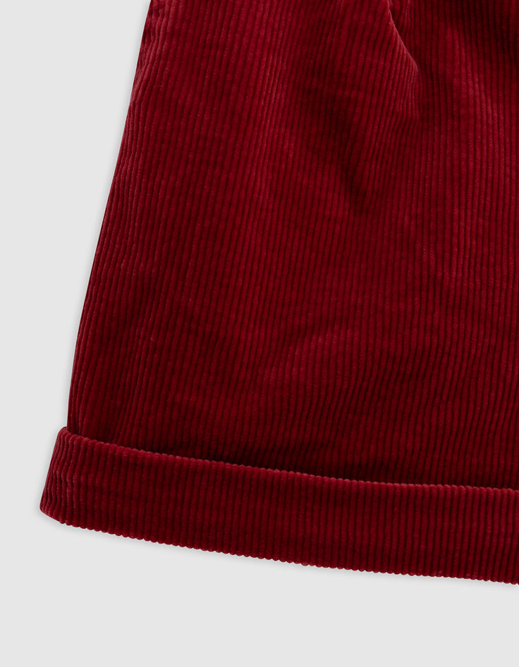 Pantalón corto de niña de pana burdeos con lazo y cinturón-4 Pantalón corto de niña de pana burdeos con lazo y cinturón-4
