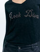 Women’s black Ecovero® viscose T-shirt with bead slogan-3