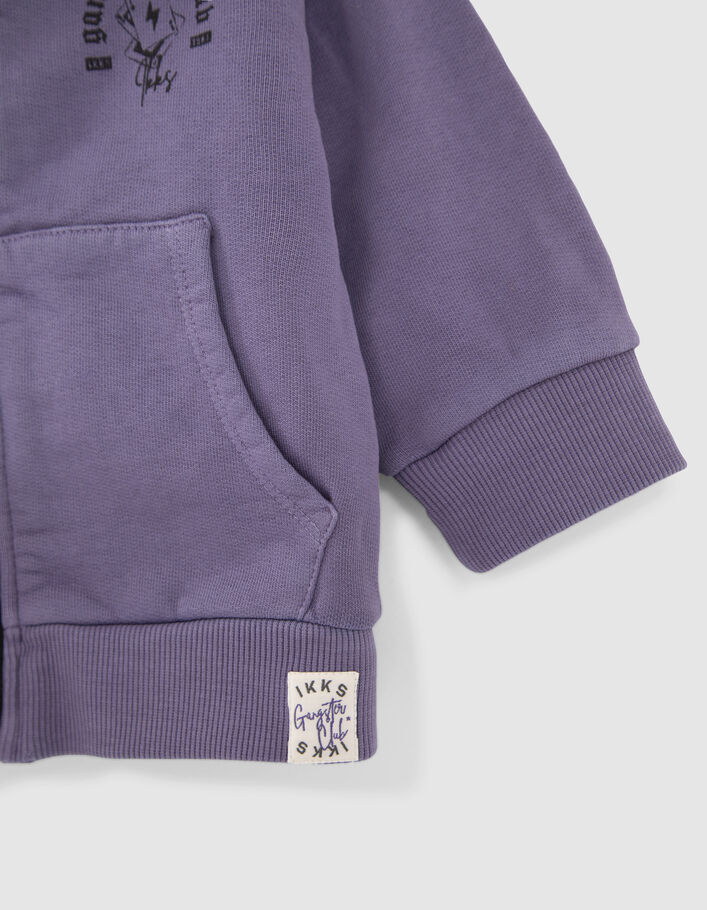 Cardigan violet print dos à capuche bébé garçon-5