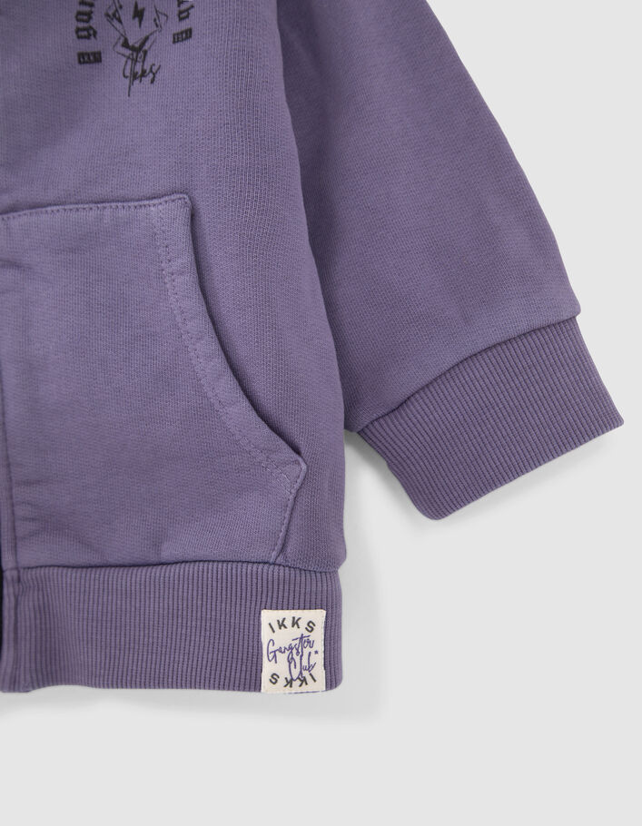 Baby boys’ violet hooded cardigan with print on back - IKKS