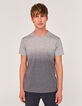 Tee-shirt gris moyen à rayures effet deep dye DRY FAST Homme-5