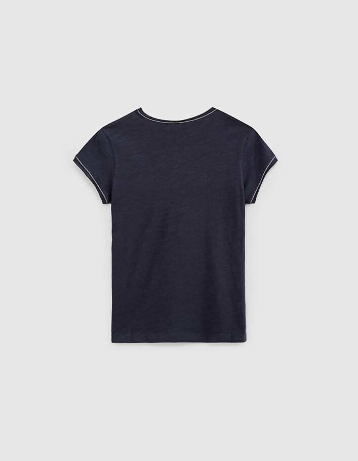 Girls’ navy Essential organic cotton T-shirt - IKKS