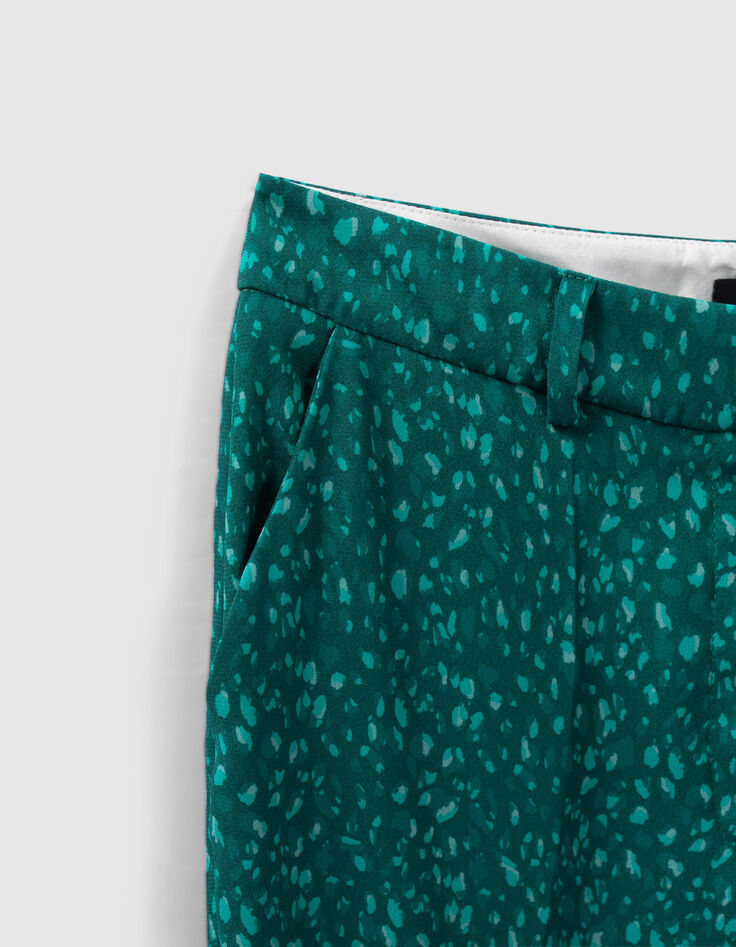 Pantalon de costume &eacute;meraude recycl&eacute; imprim&eacute; paon Femme-7