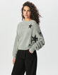 Grauer Damen-Strickpulli Ausschnitte Rock Sterne Perlen-2