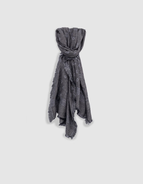 Etole grise jacquard motif léopard et rayures lurex Femme - IKKS