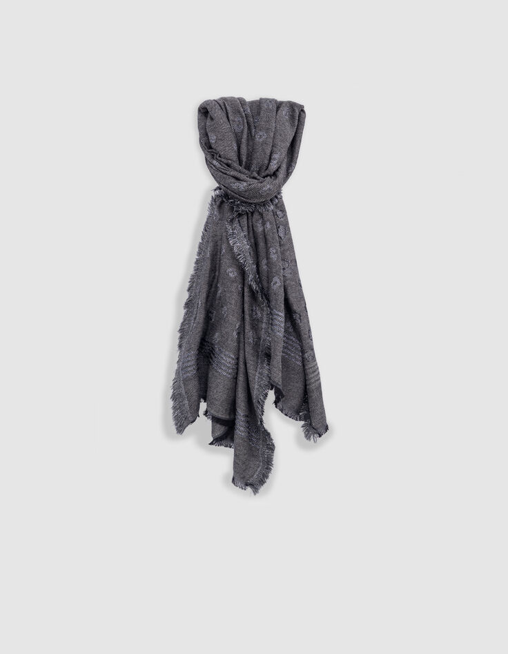 Etole grise jacquard motif léopard et rayures lurex Femme-1