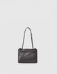 Clutch 1440 Reporter negro cuero perforado-3