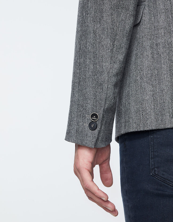 Americana gris ratón tweed efecto rayas Hombre-5