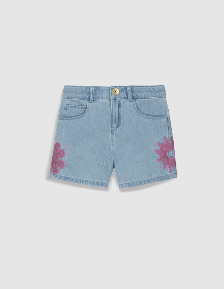 Maxi short vaquero azul con bordado en los laterales ni&ntilde;a-4