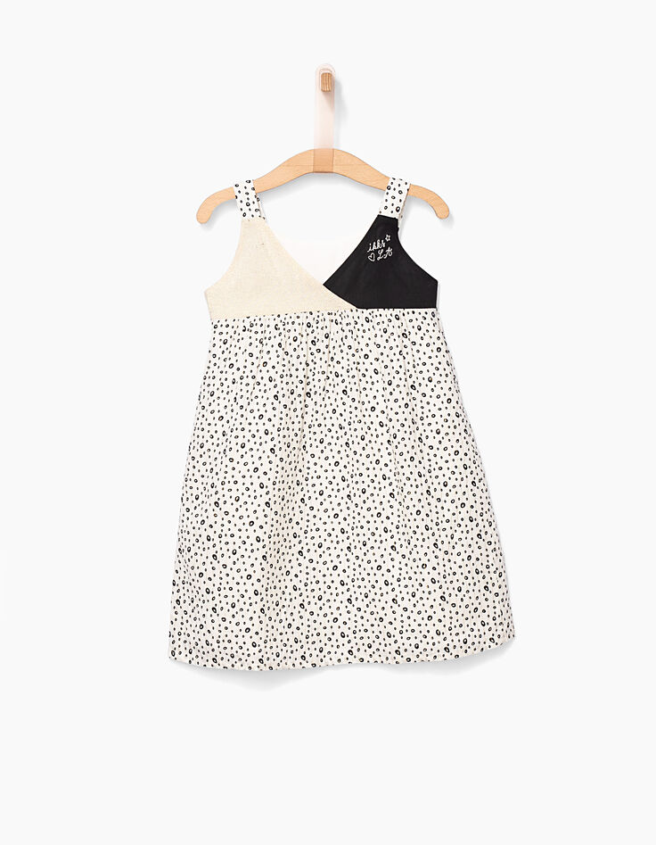 Robe blanc cassé à imprimé pois revisité fille-2
