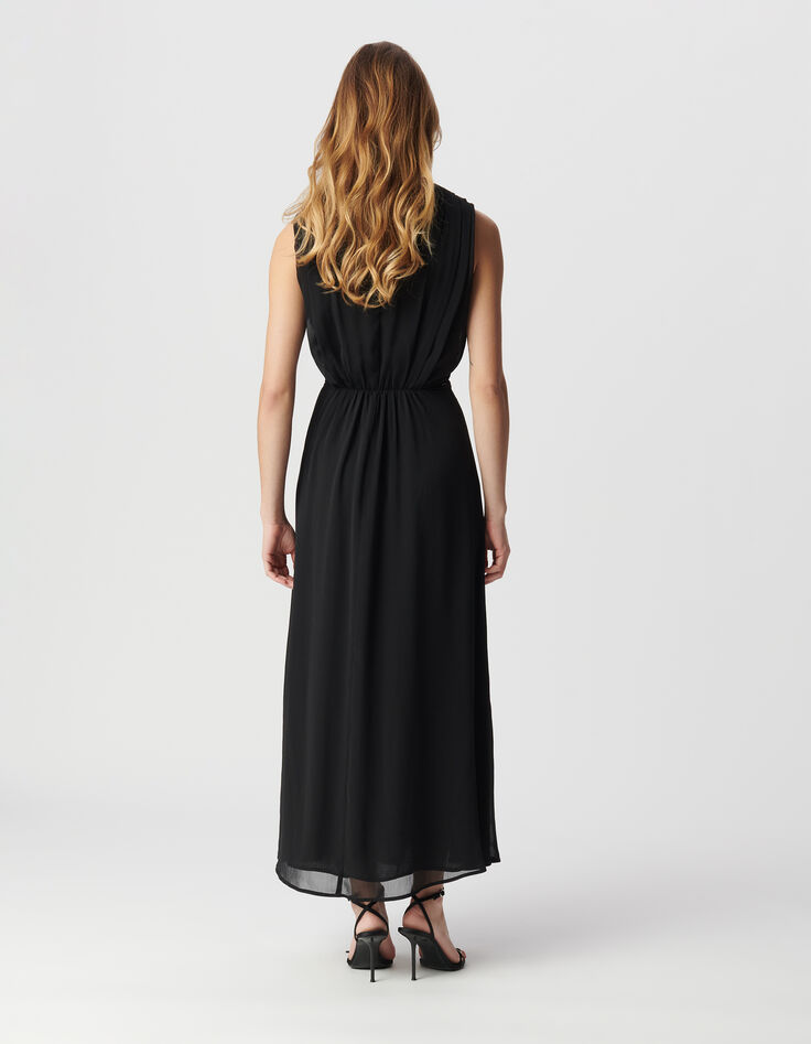 Black long dress with pleated detail Women's size-2