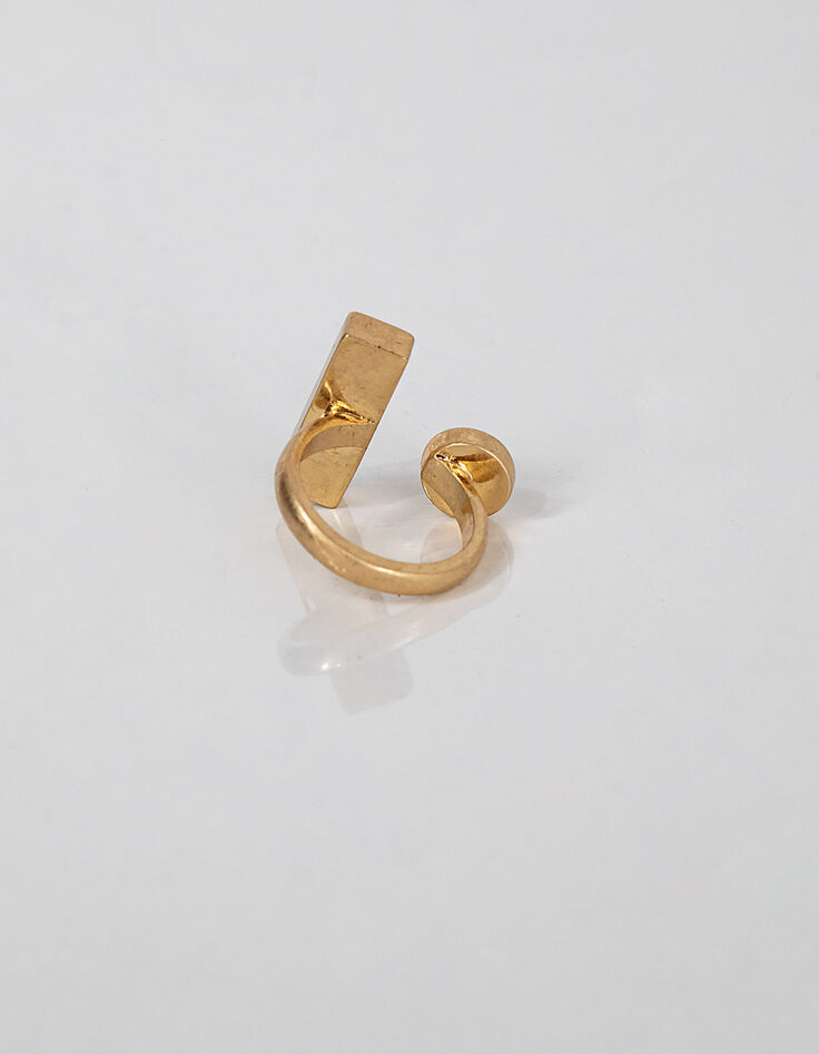 Anillo antik gold art déco rectángulo y redondo mujer-3