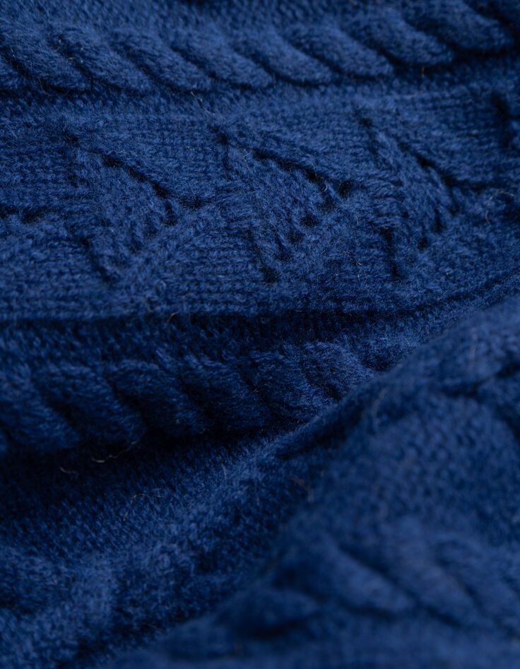 Blauer Damen-Kurzstrickpulli aus 100 % Wolle Punkte-7